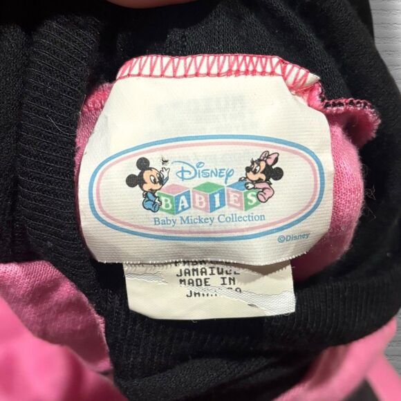 Vintage 80s 90s Disney Babies Minnie Mouse Pink Hooded Footie Sleeper Pajama 12M - Picture 3 of 9